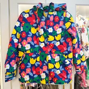 Hanna Andersson size 150 girls kids floral winter coat with removable hood. NWOT